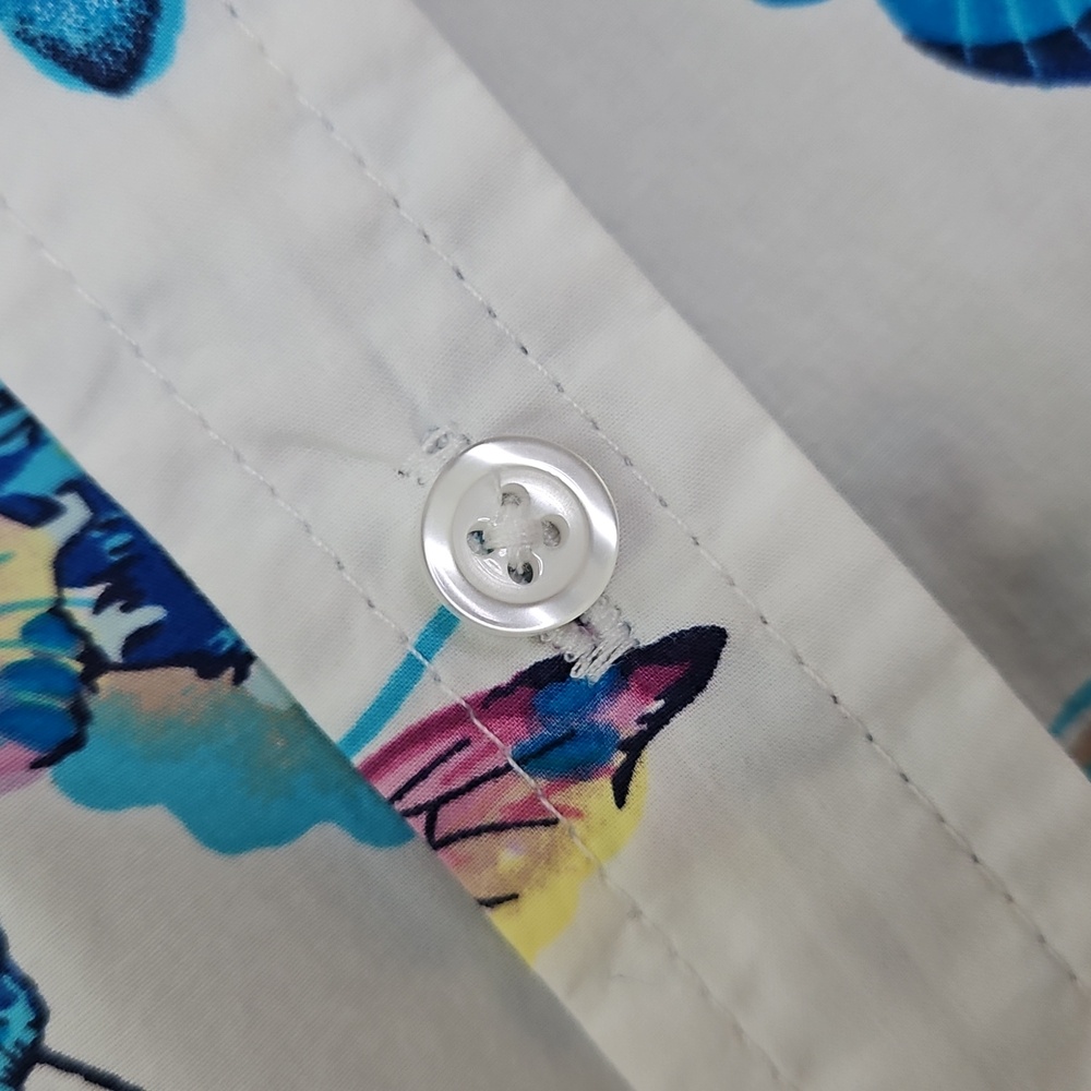 Talbots Cotton Butterfly Button-up Shirt Fairy Whimsical Size Small - Picture 7 of 14